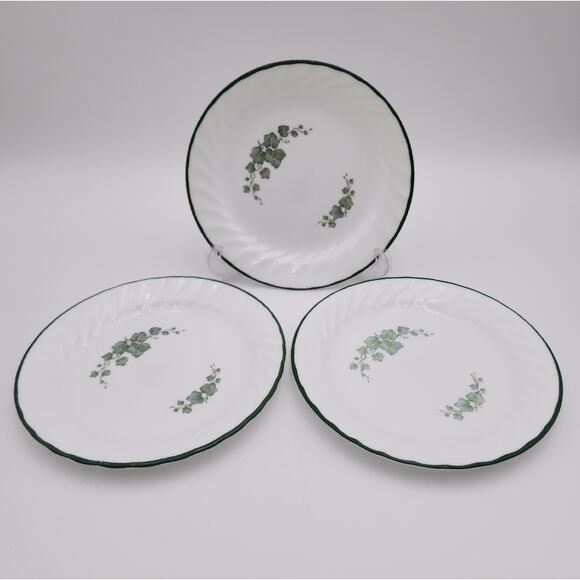 Set of 3 Corelle Callaway Salad Bread Plate 7.25 In Green White Ivy - Picture 1 of 11